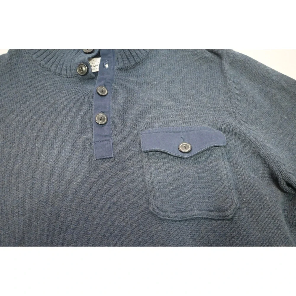 Lucky Brand Sweater Mens‎ Large Blue Excellent Mock Neck Button Pocket